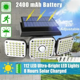 112 LED Solar Lamp 3 Modes Outdoor Waterproof Motion Sensor Wall Light 360 Degree Rotating Spotlight S4767764