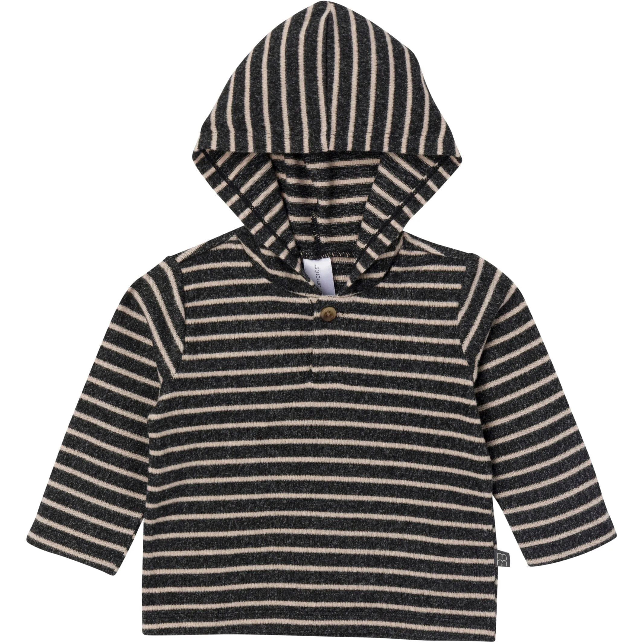 2-Piece Baby Boys Dark Grey Heather Stripe Hacci Hoodie and Jogger Pants Set