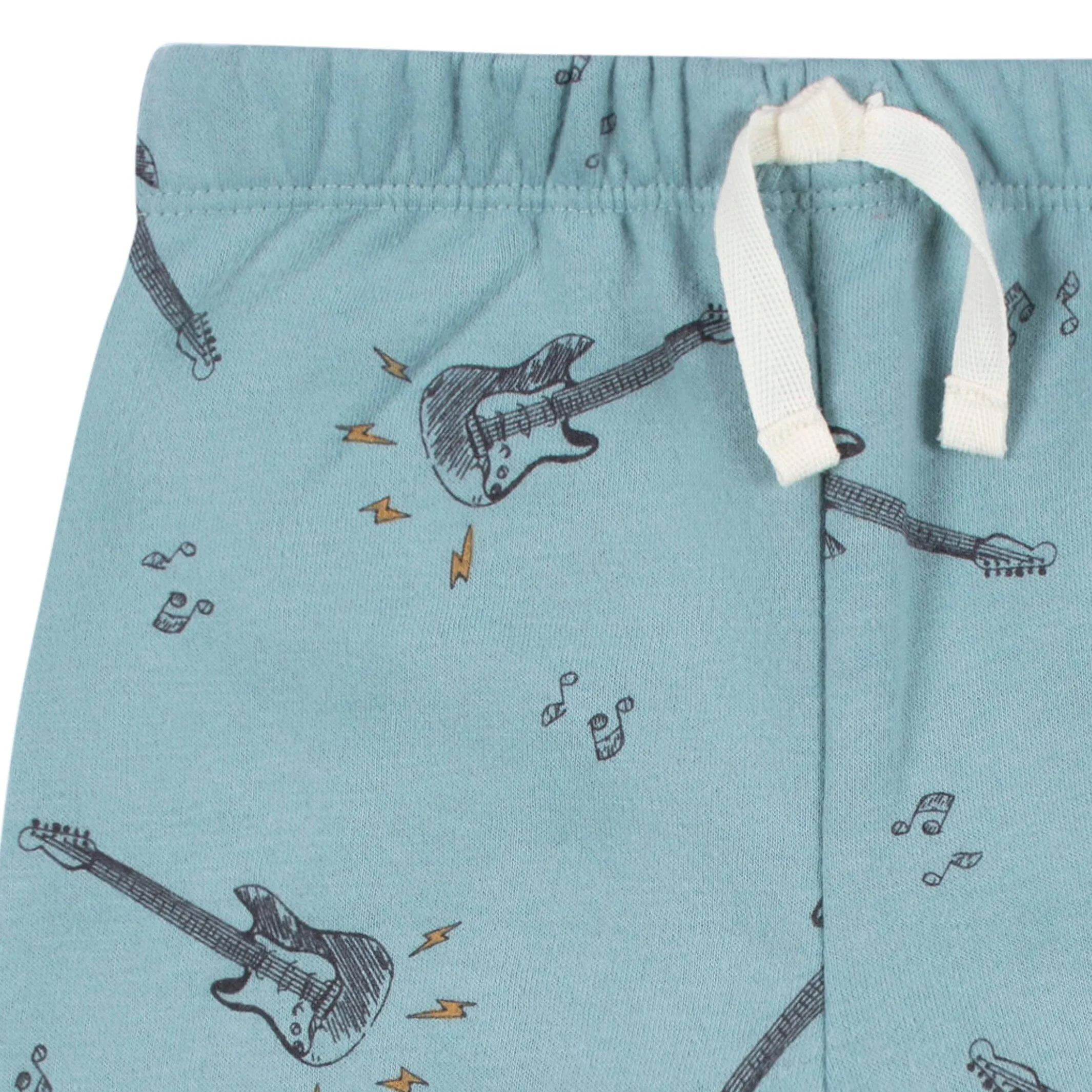 2-Piece Infant and Toddler Boys Teal Guitars Sweatshirt & Pant Set