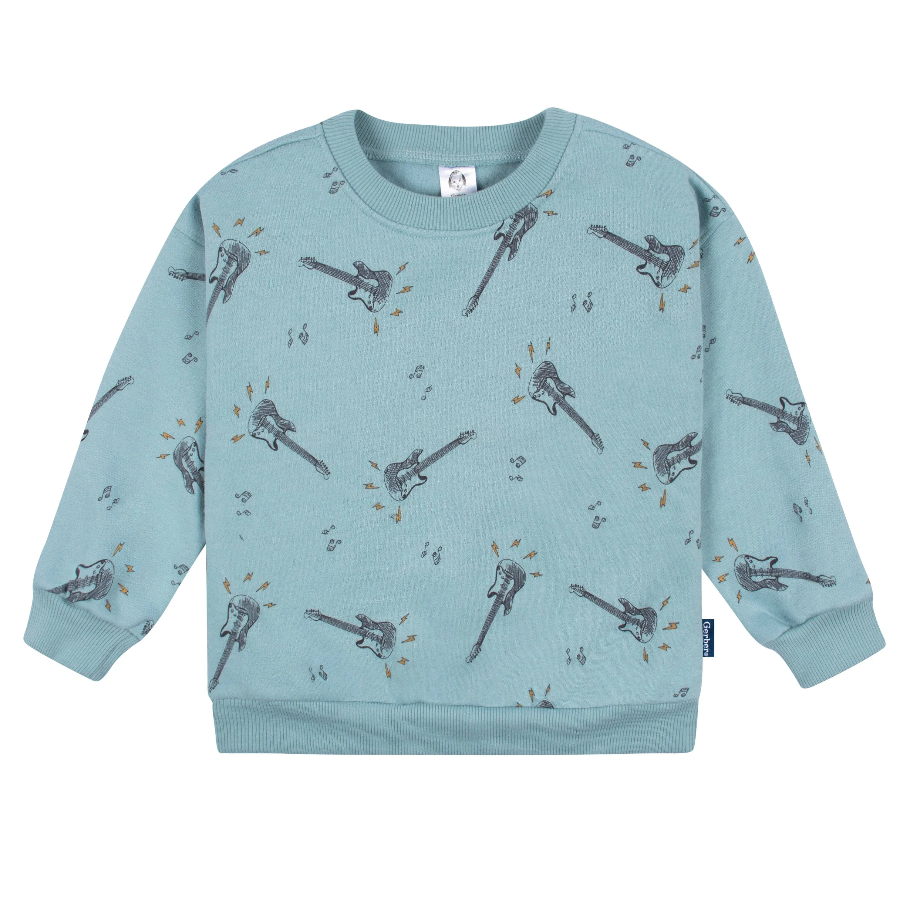 2-Piece Infant and Toddler Boys Teal Guitars Sweatshirt & Pant Set