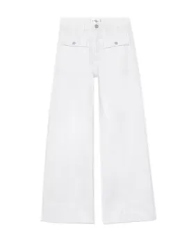 70s Patch Pocket Crop Straight Jean in White