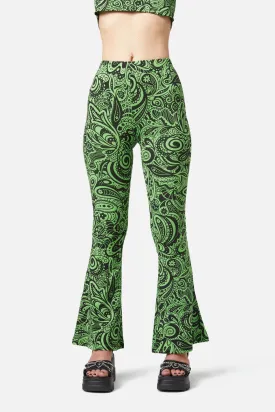 Acid Paisley Jersey Flares