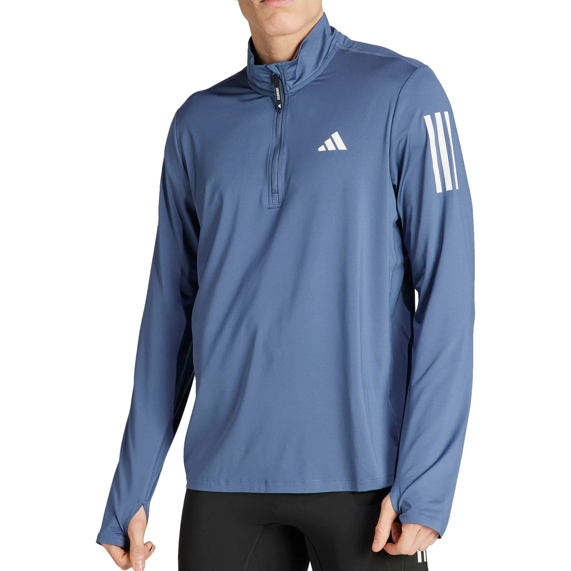 adidas Own The Run Half Zip Long Sleeve Mens Running Top - Blue