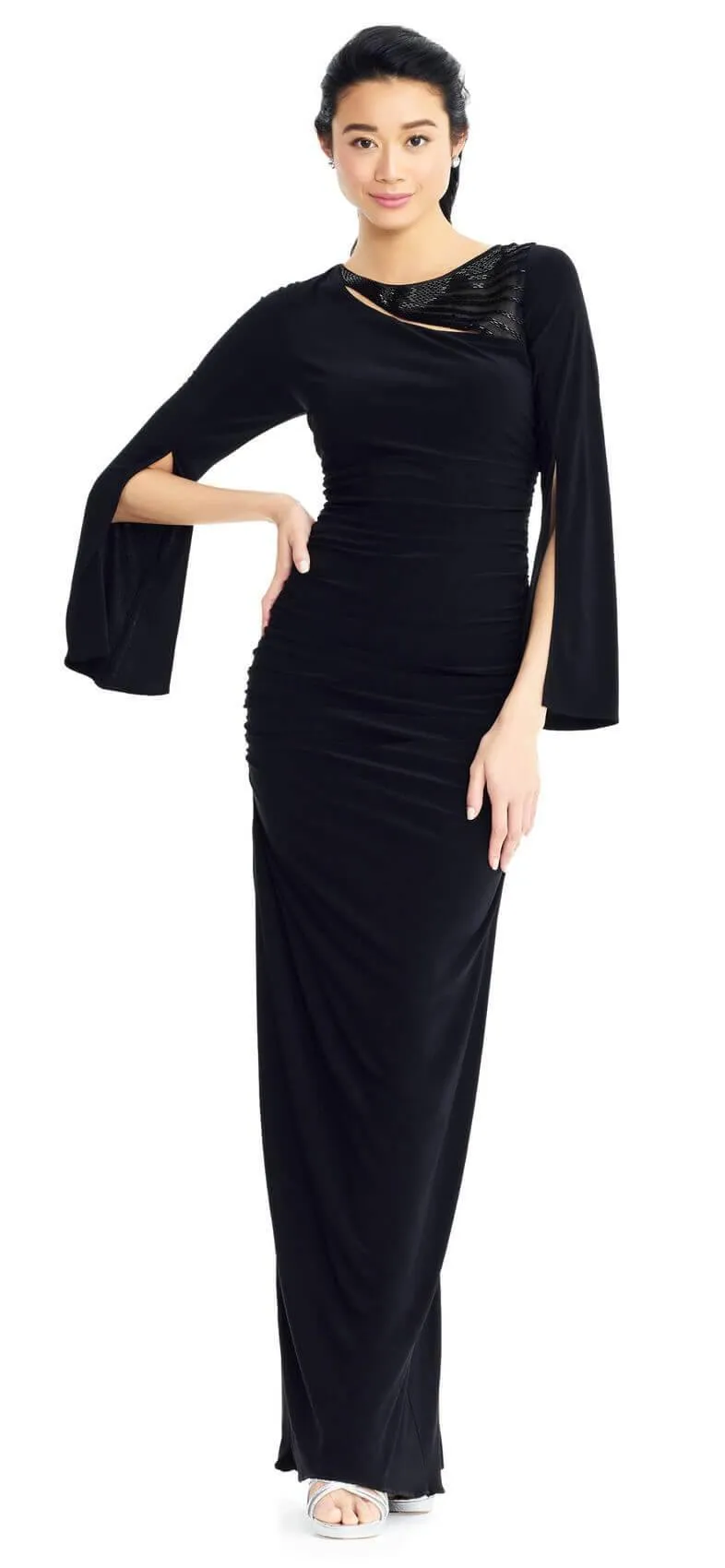 Adrianna Papell AP1E203780 Long Formal Split Sleeve Dress