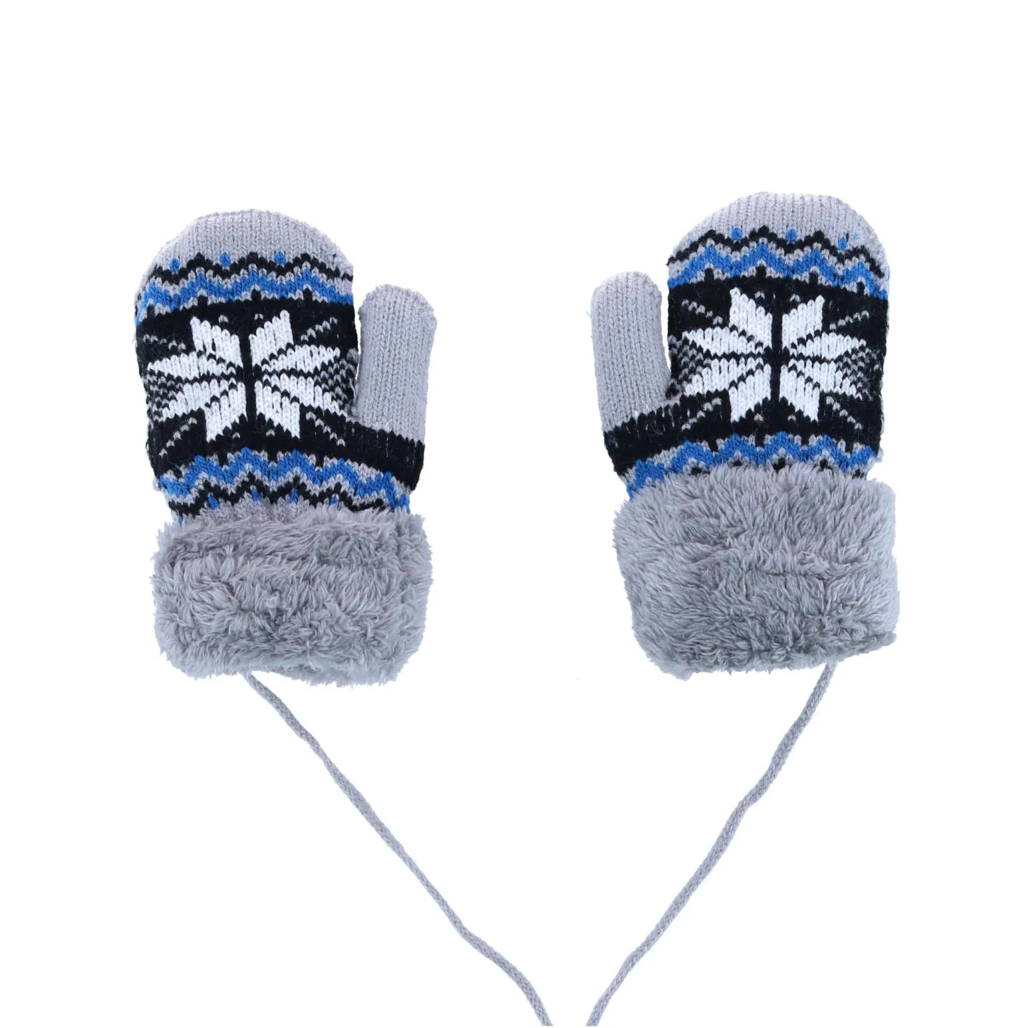 Angela & William Kids' Sherpa Lined Winter Pattern Mitten with Keeper String