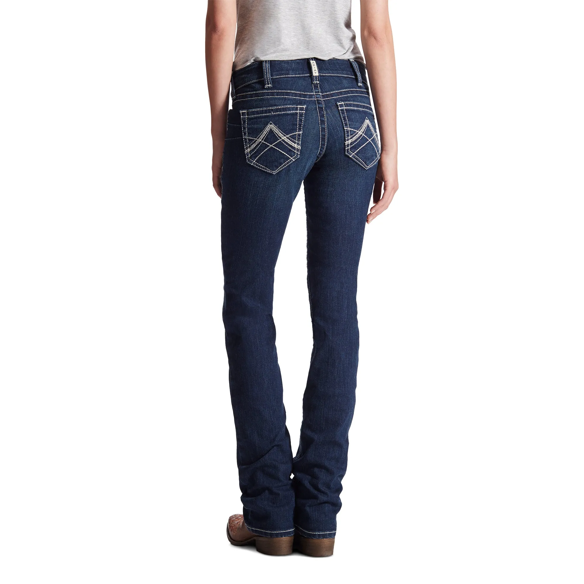 Ariat Ladies R.E.A.L. Mid Rise Icon Stackable Straight Leg Jeans 10017216