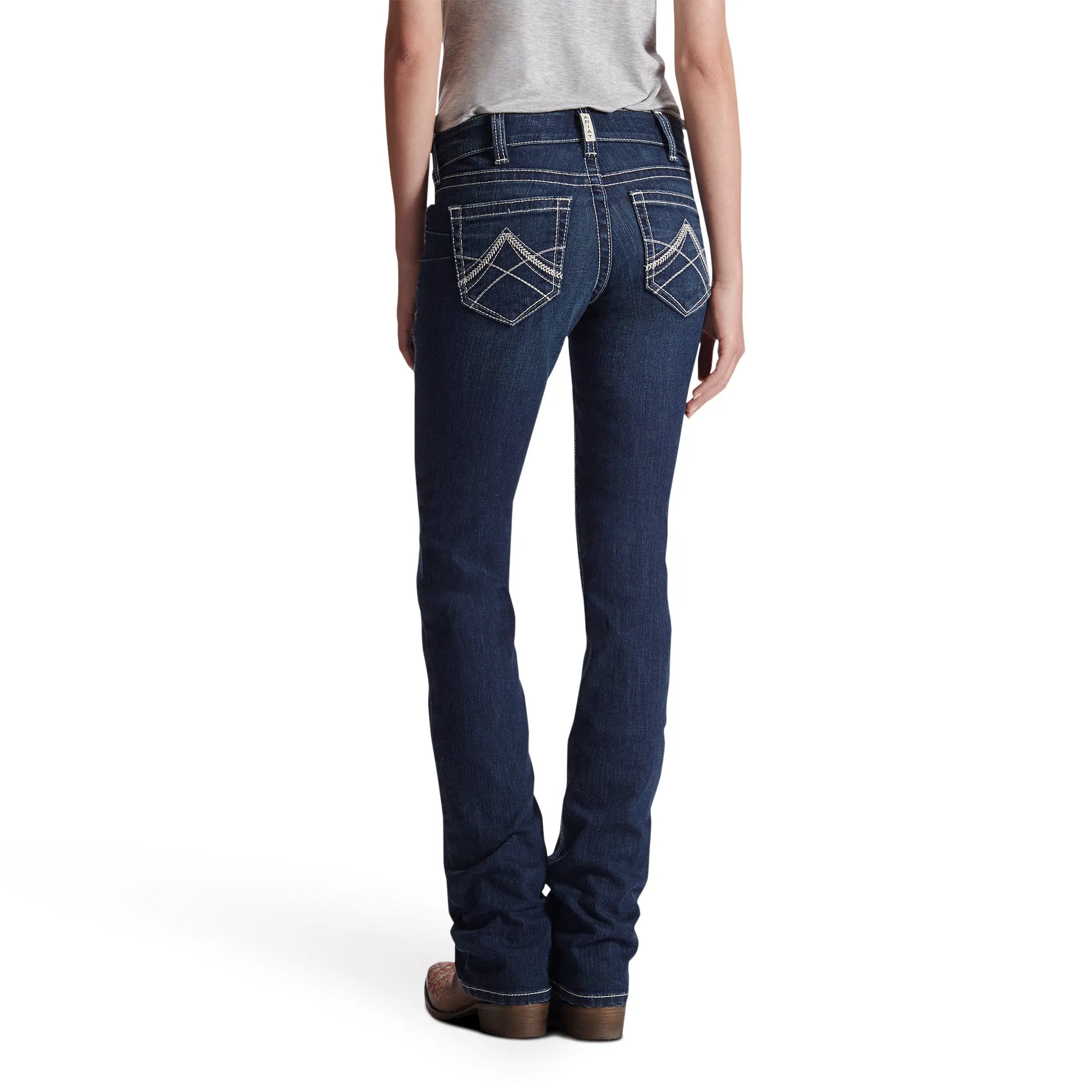 Ariat Ladies R.E.A.L. Mid Rise Icon Stackable Straight Leg Jeans 10017216