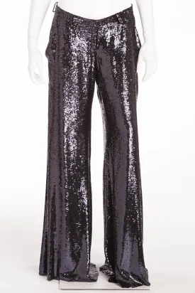 Balmain - New with Tags Blue Sequin Wide Leg Pants - FR 40