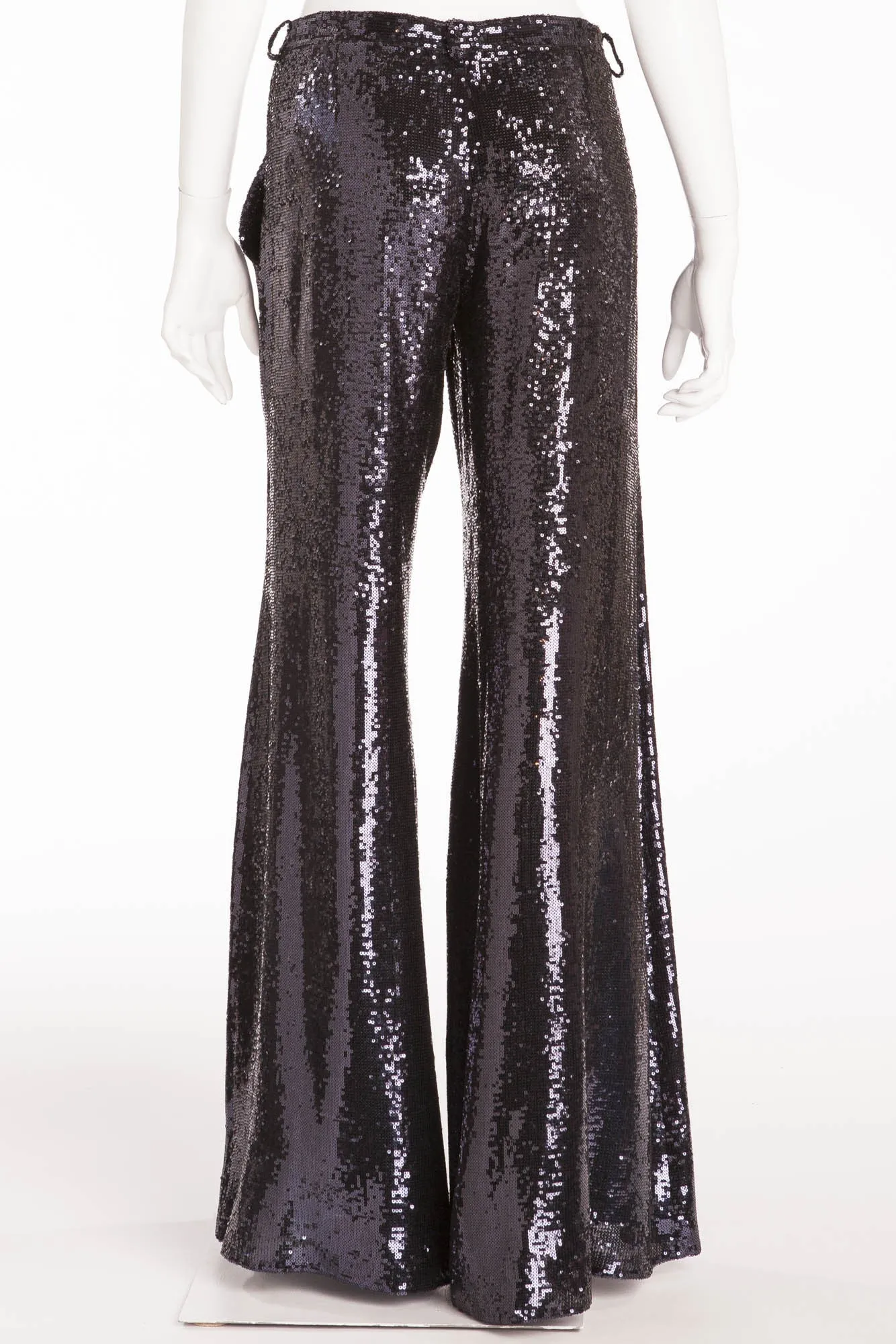 Balmain - New with Tags Blue Sequin Wide Leg Pants - FR 40