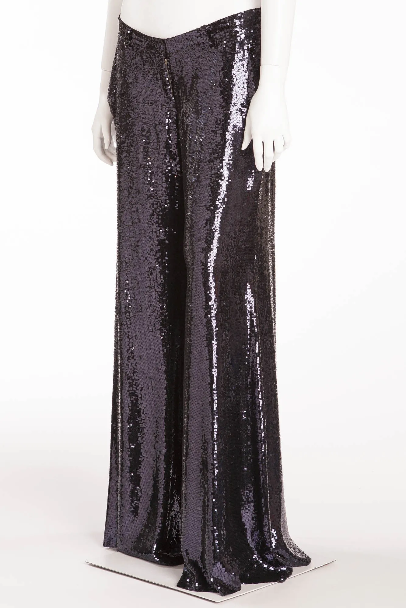 Balmain - New with Tags Blue Sequin Wide Leg Pants - FR 40