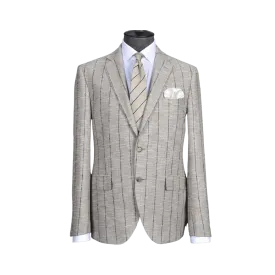 BEIGE AND BLACK CHALK PINSTRIPE