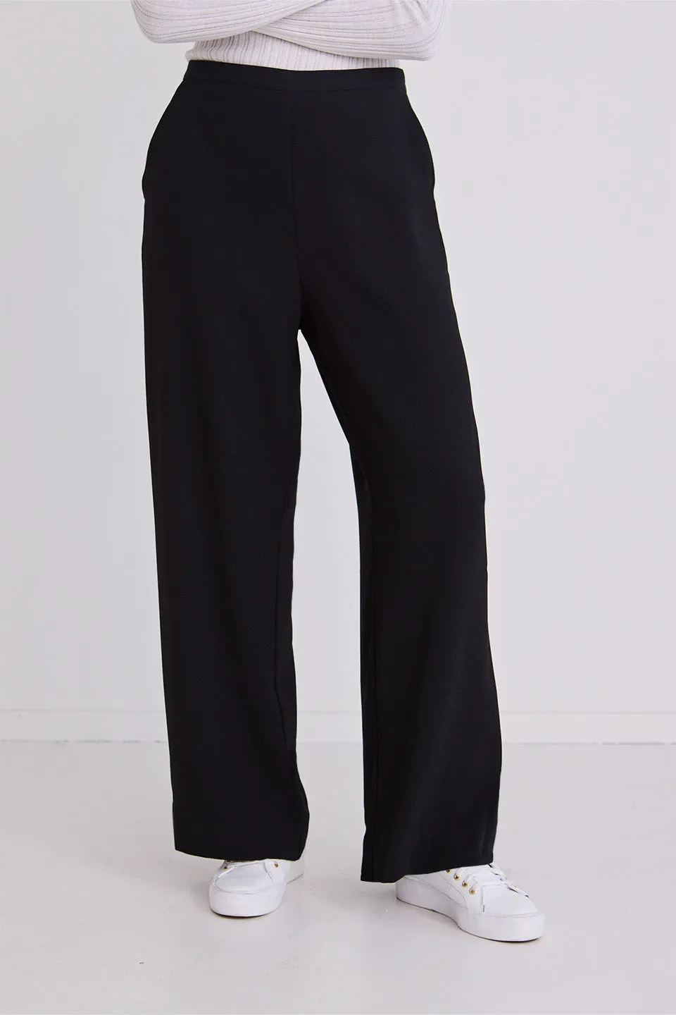 Best Life Black Soft Crepe Wide Leg Pant