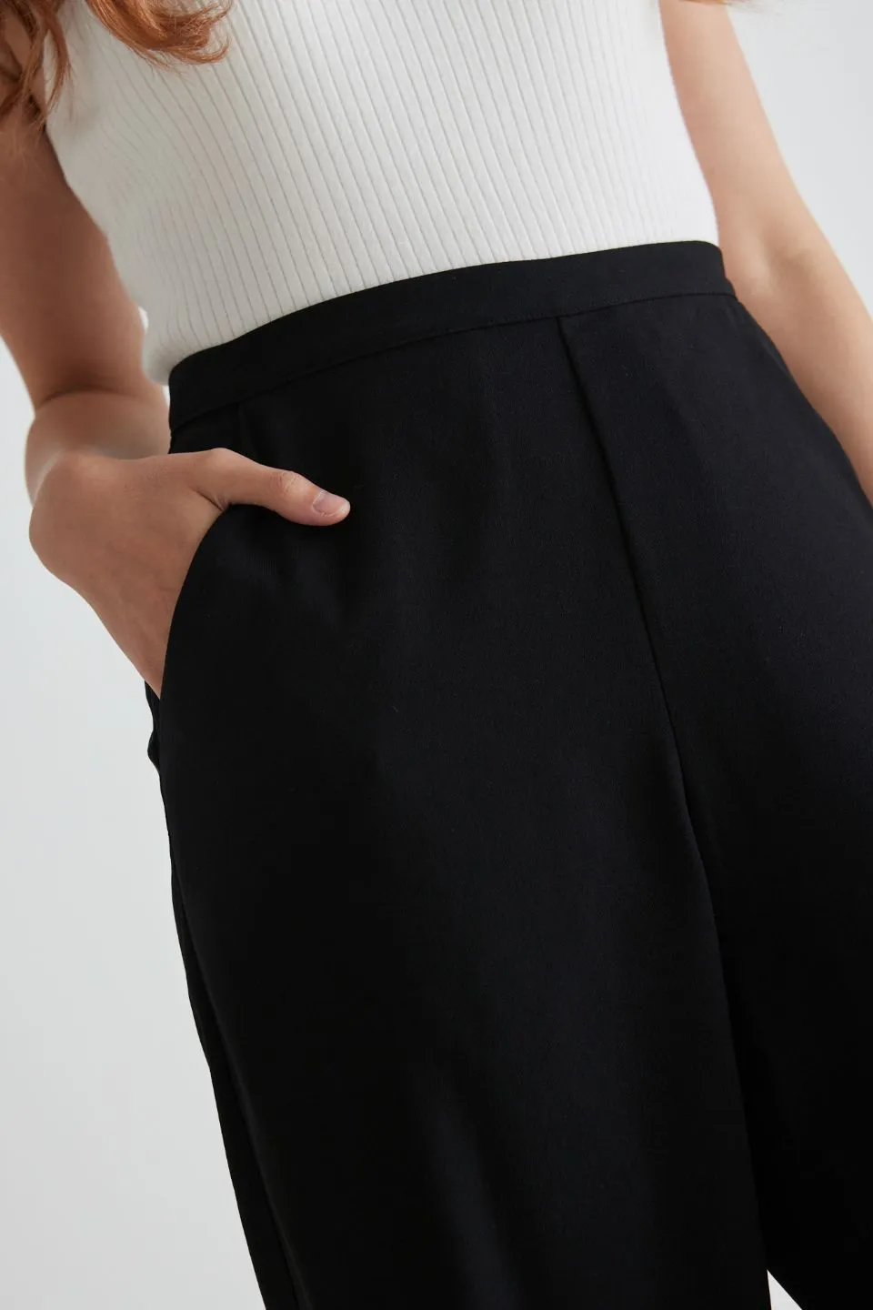 Best Life Black Soft Crepe Wide Leg Pant