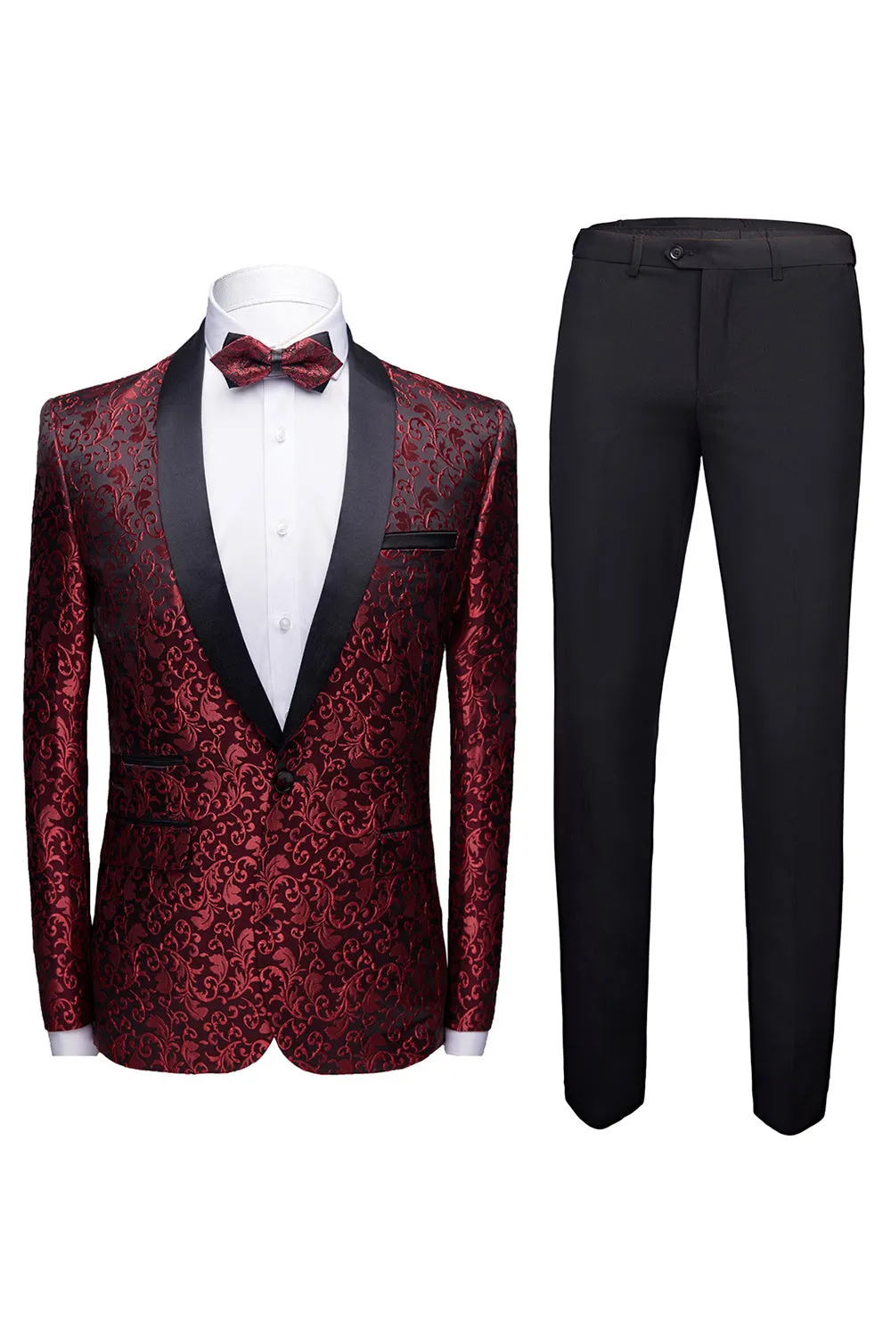 Black 2 Pieces Jacquard Men's Wedding Suits