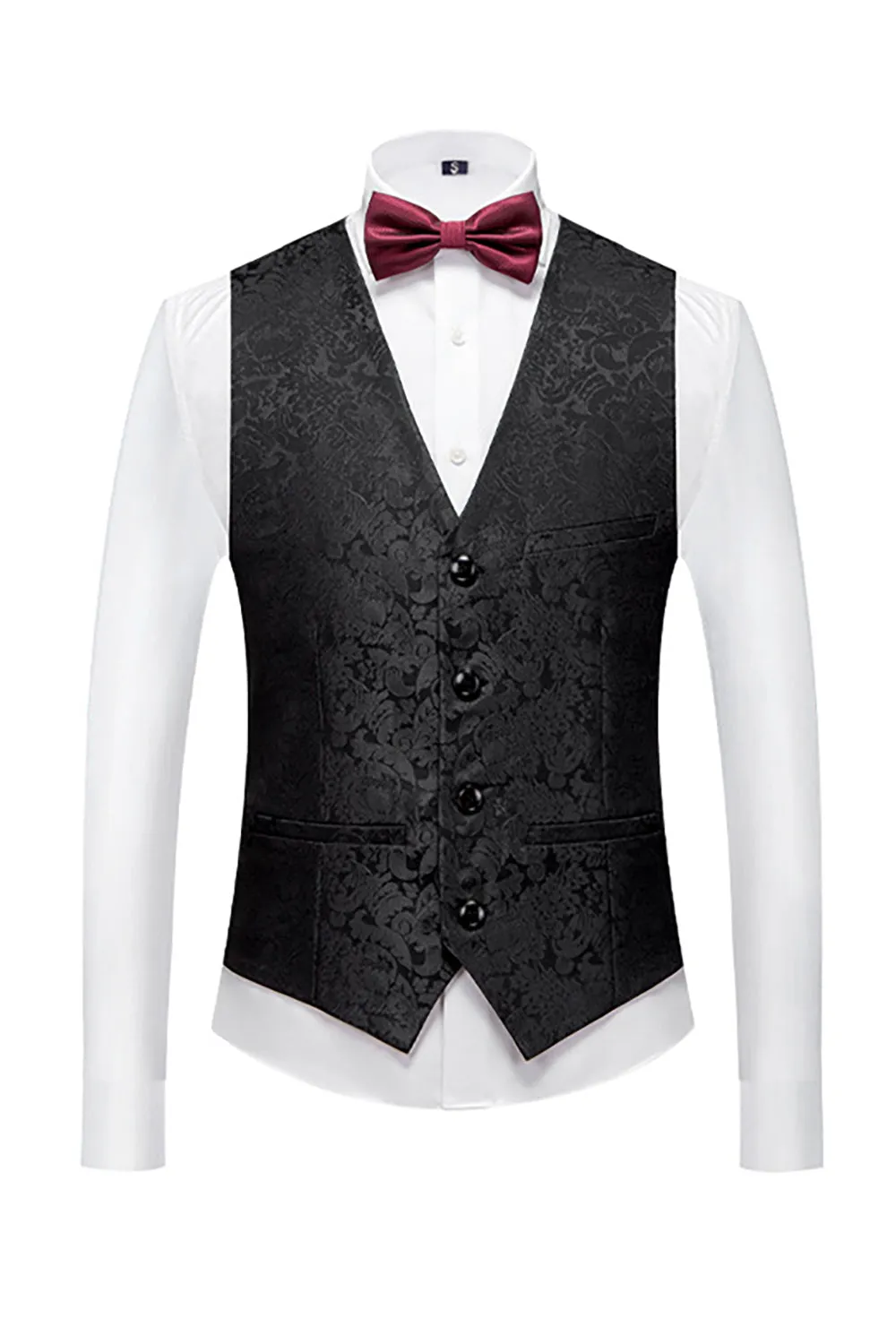 Black 3 Piece Jacquard Shawl Lapel Men's Prom Suits