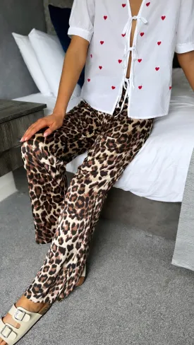 Blakely Beige & Black Leopard Print Wide Leg Trousers