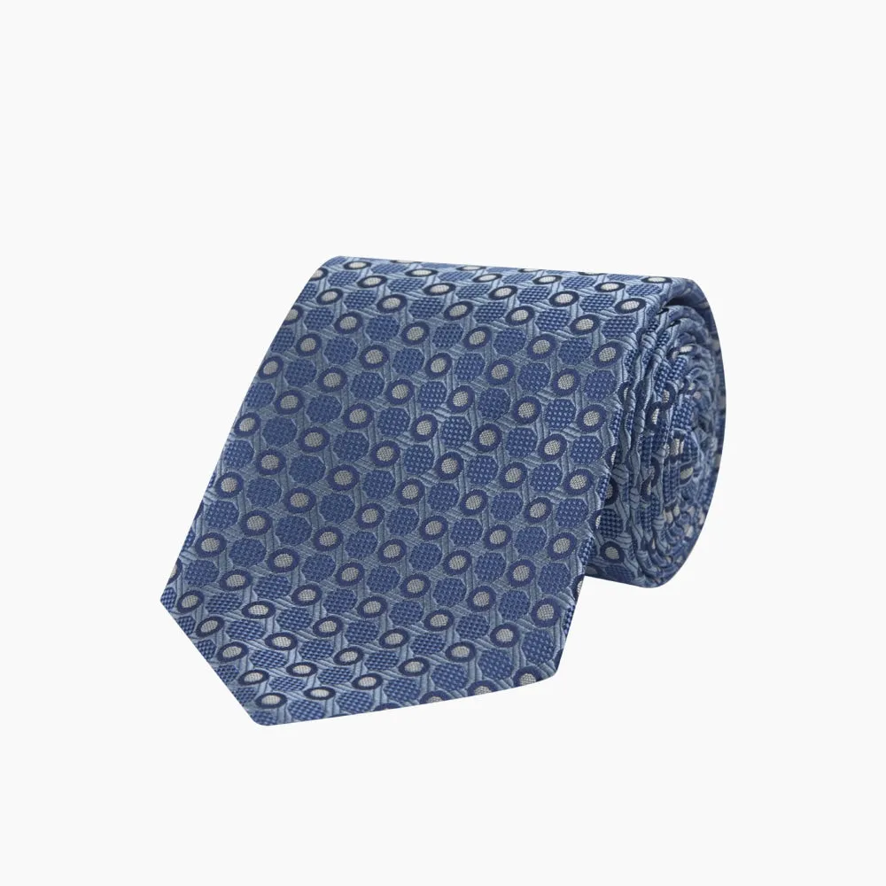 Blue Circle and Spot Silk Tie