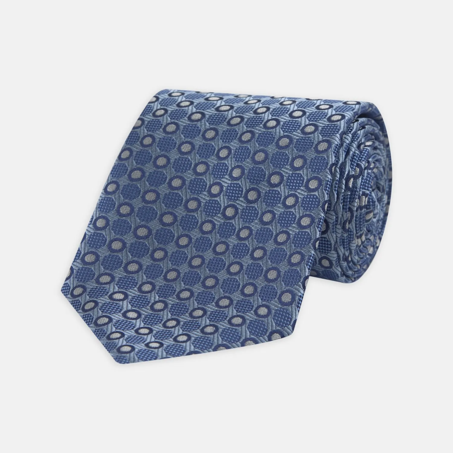 Blue Circle and Spot Silk Tie