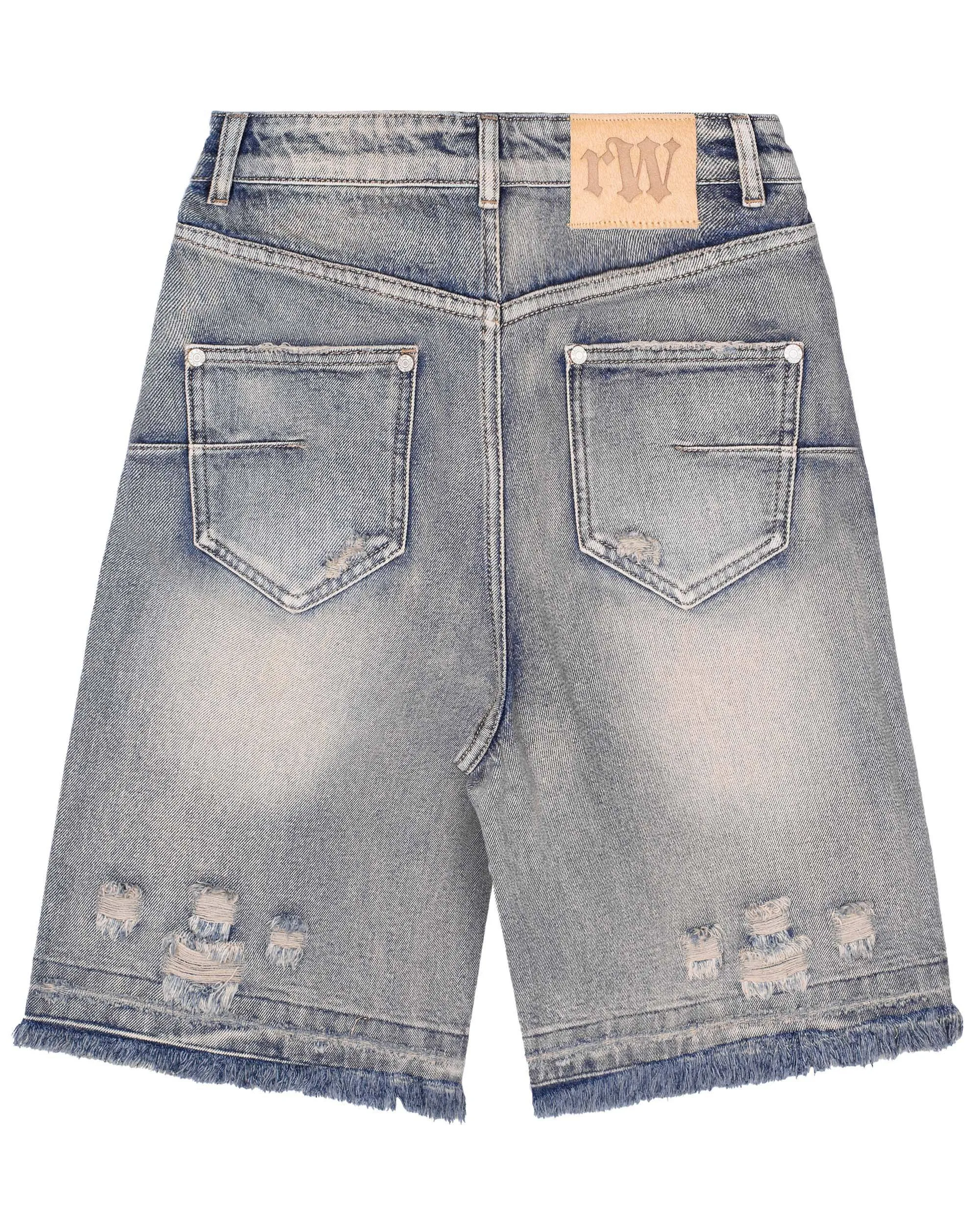 Blue Distressed Denim Shorts