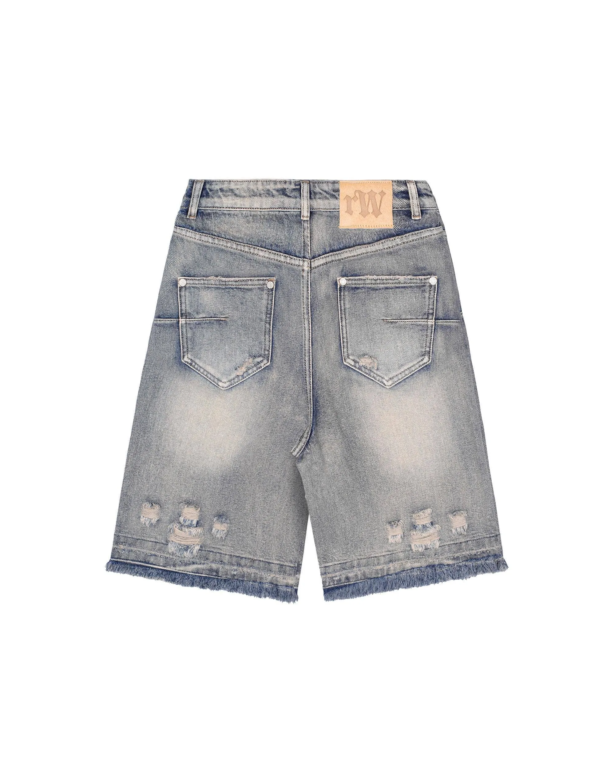 Blue Distressed Denim Shorts