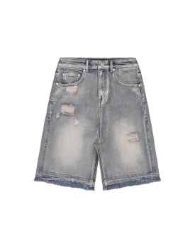 Blue Distressed Denim Shorts