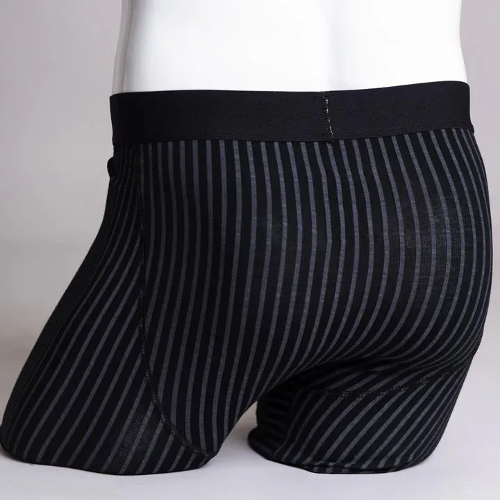 Blue Sky Middle Man Boxer Brief Black/Grey Stripe Vertical