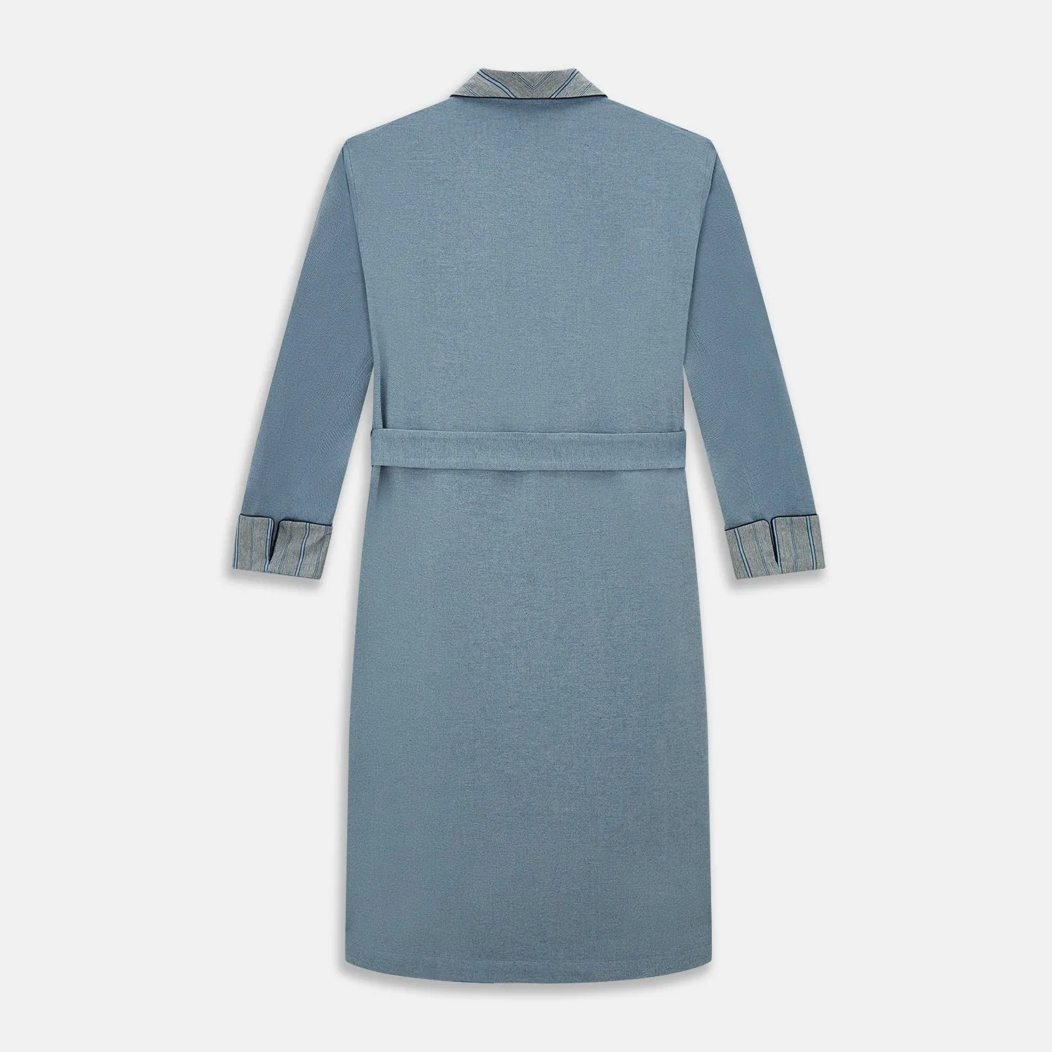 Blue Stripe Collar Cotton Twill Gown