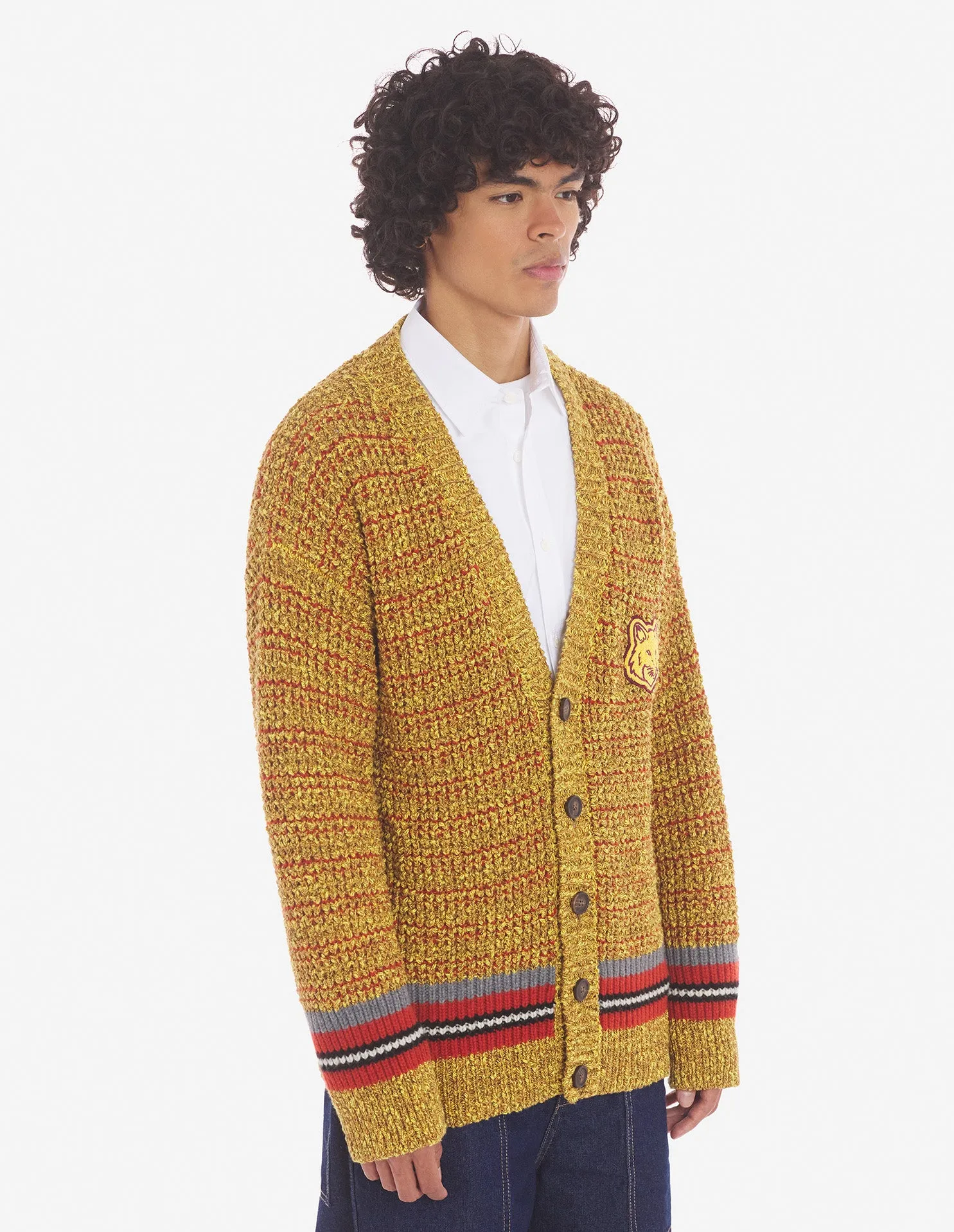 Bold Fox Head Crafty Comfort Cardigan Mustard Melange