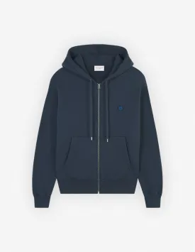 Bold Fox Head Patch Comfort Zipped Hoodie Ink Blue