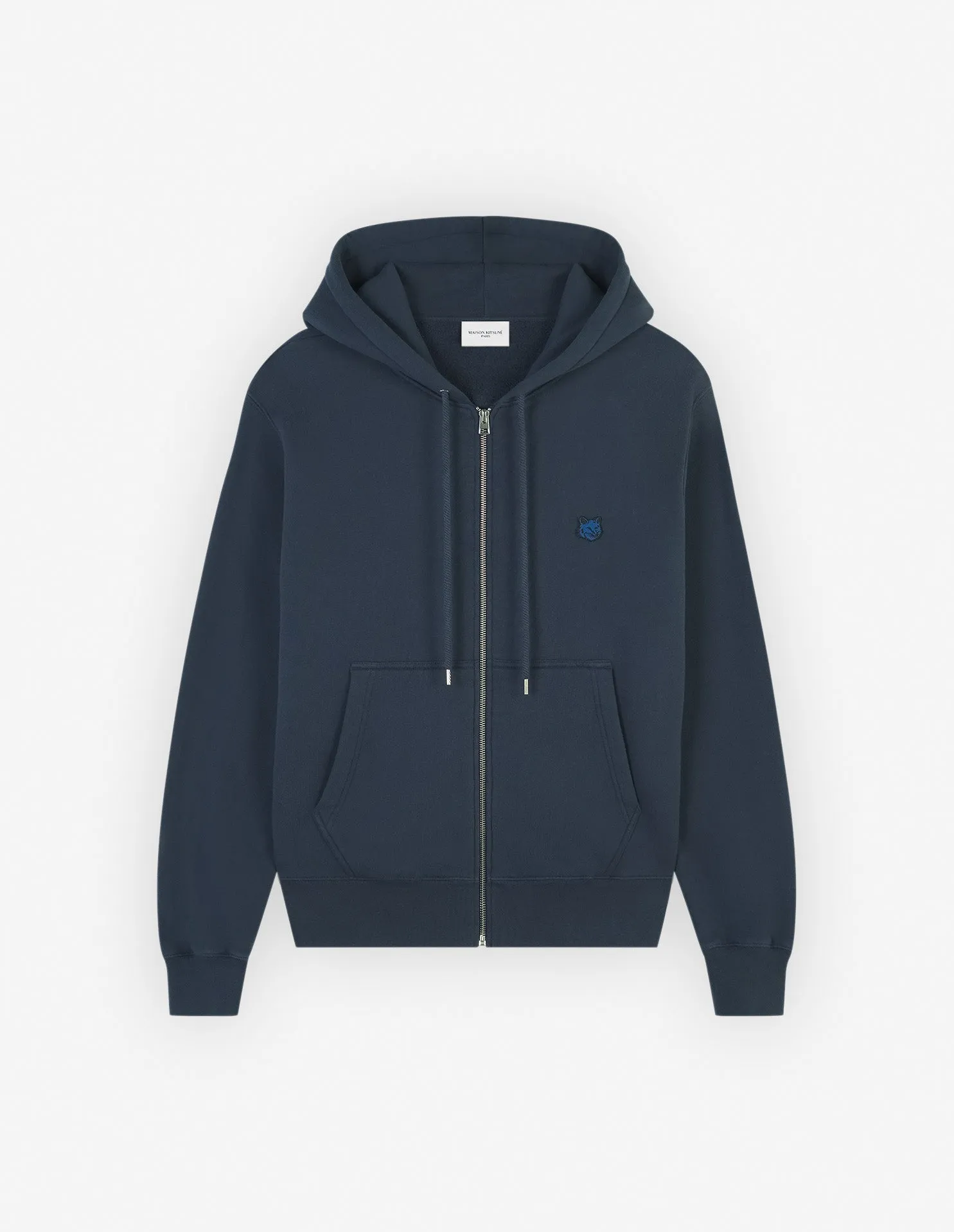 Bold Fox Head Patch Comfort Zipped Hoodie Ink Blue