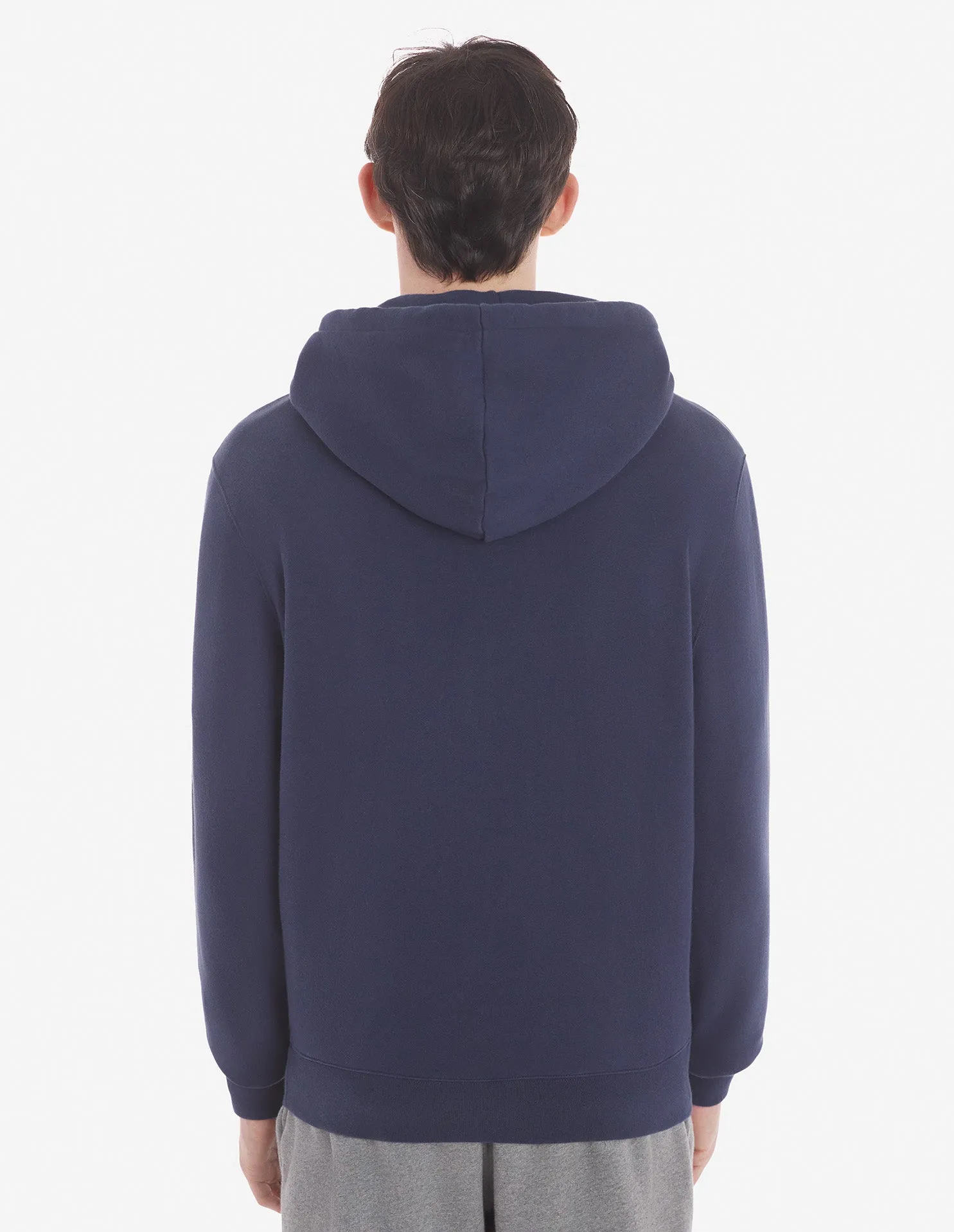 Bold Fox Head Patch Comfort Zipped Hoodie Ink Blue