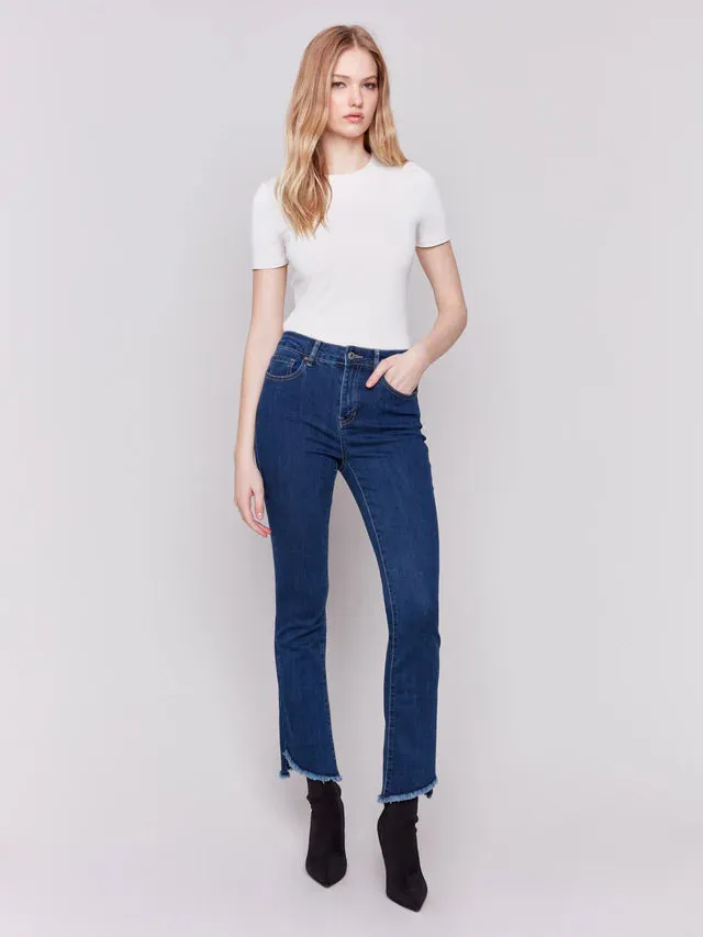 BOOTCUT JEAN WITH ASYMETRICAL HEM