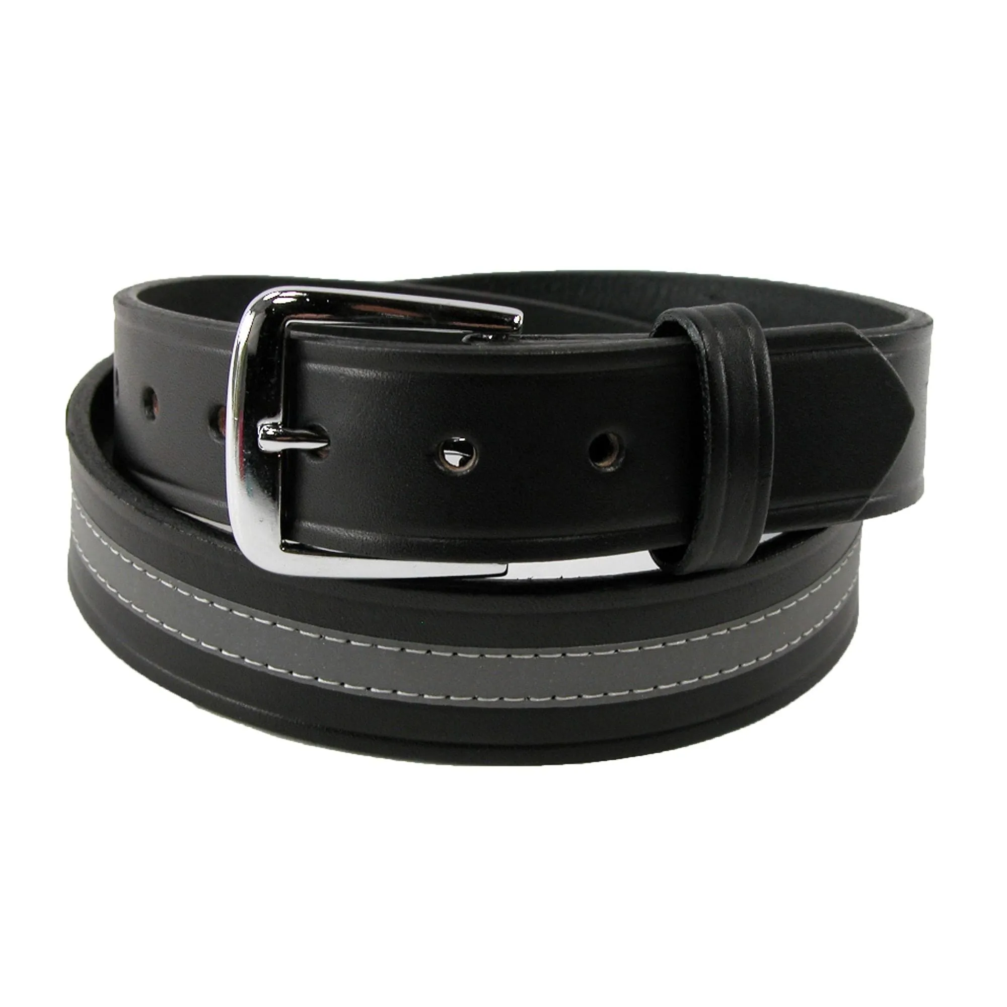 Boston Leather Men's Leather Work Belt with Reflective Safety Stripe