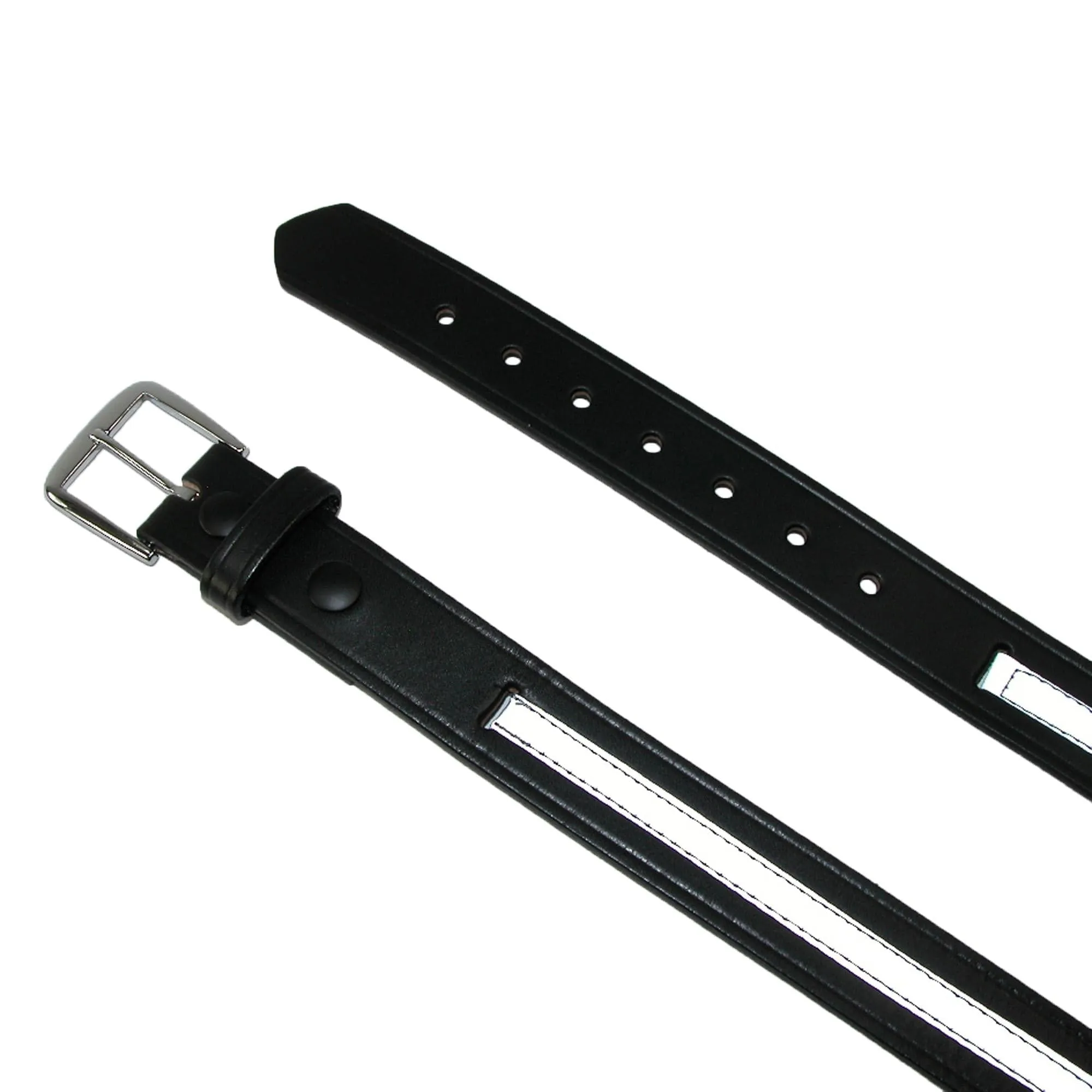 Boston Leather Men's Leather Work Belt with Reflective Safety Stripe