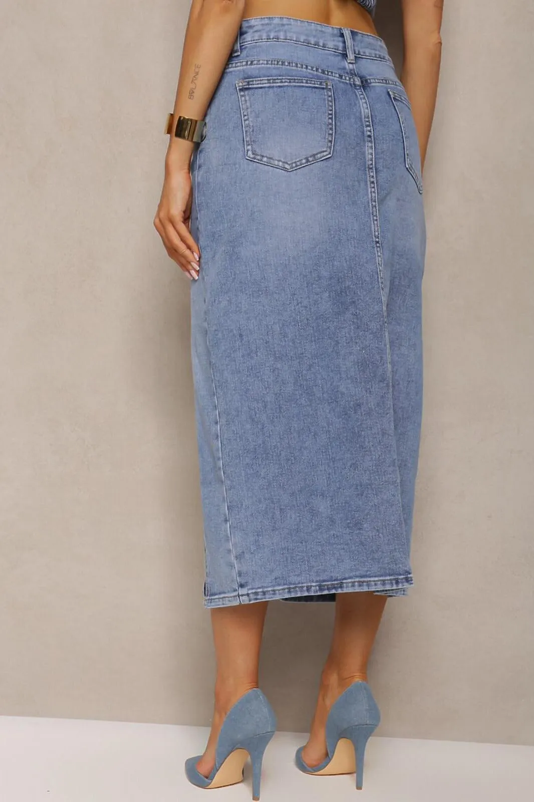 Brandye Blue Denim Midi Skirt