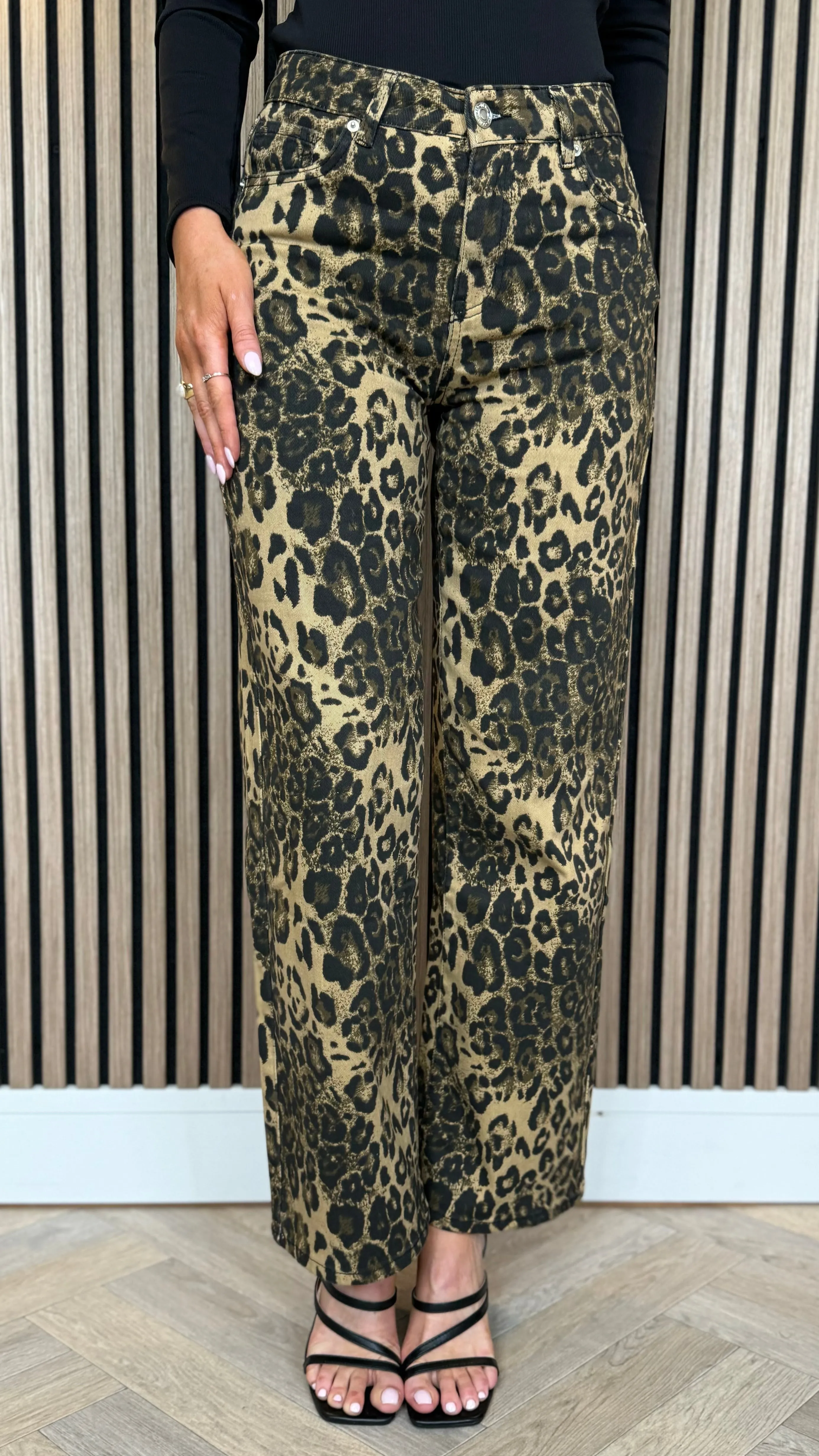 Bree Beige & Black Leopard Print Jeans