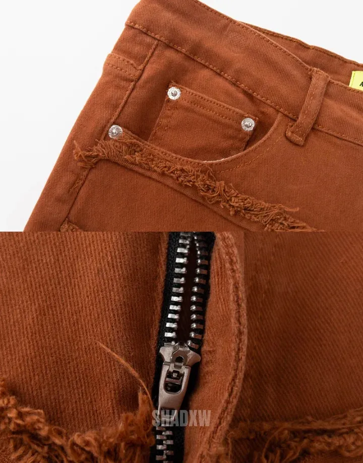 Brown Stacked Jeans Mens