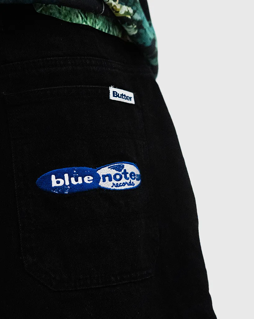 Butter Goods x Blue Note Pleated Denim Shorts- Washed Black