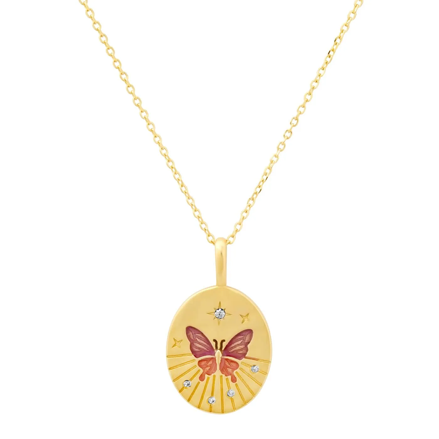 Butterfly Coin Pendant Necklace