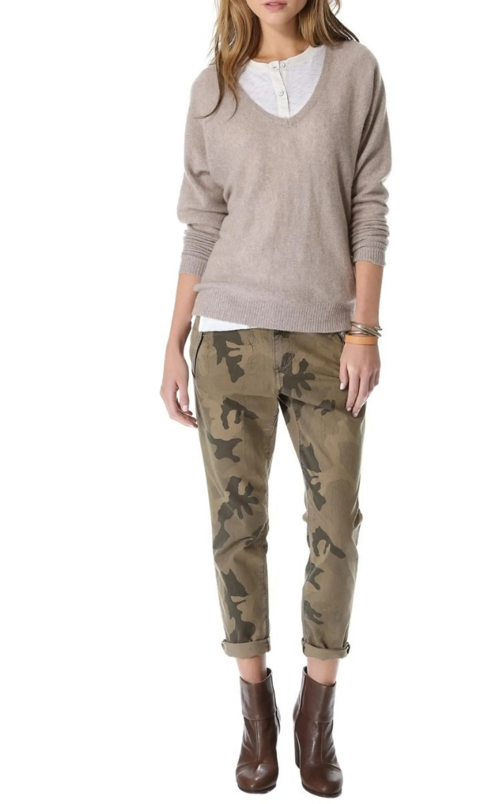 Camo Straight Leg Ankle Trousers