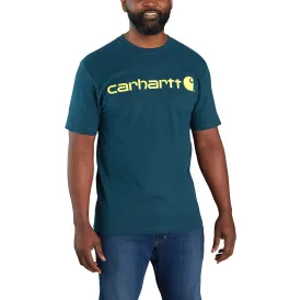 Carhartt Men's Signature Logo Short Sleeve T-Shirt_Night Blue Heather