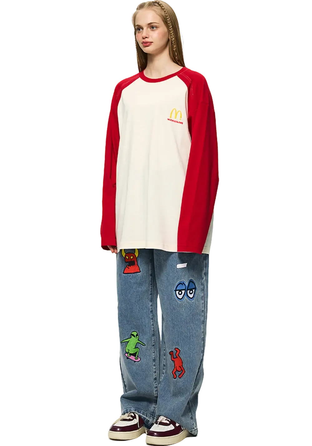 Cartoon Monster Embroidered Jeans