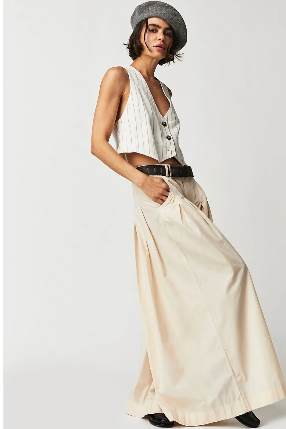 CASSIA PLEATED TROUSERS WIDE LEG PANTS