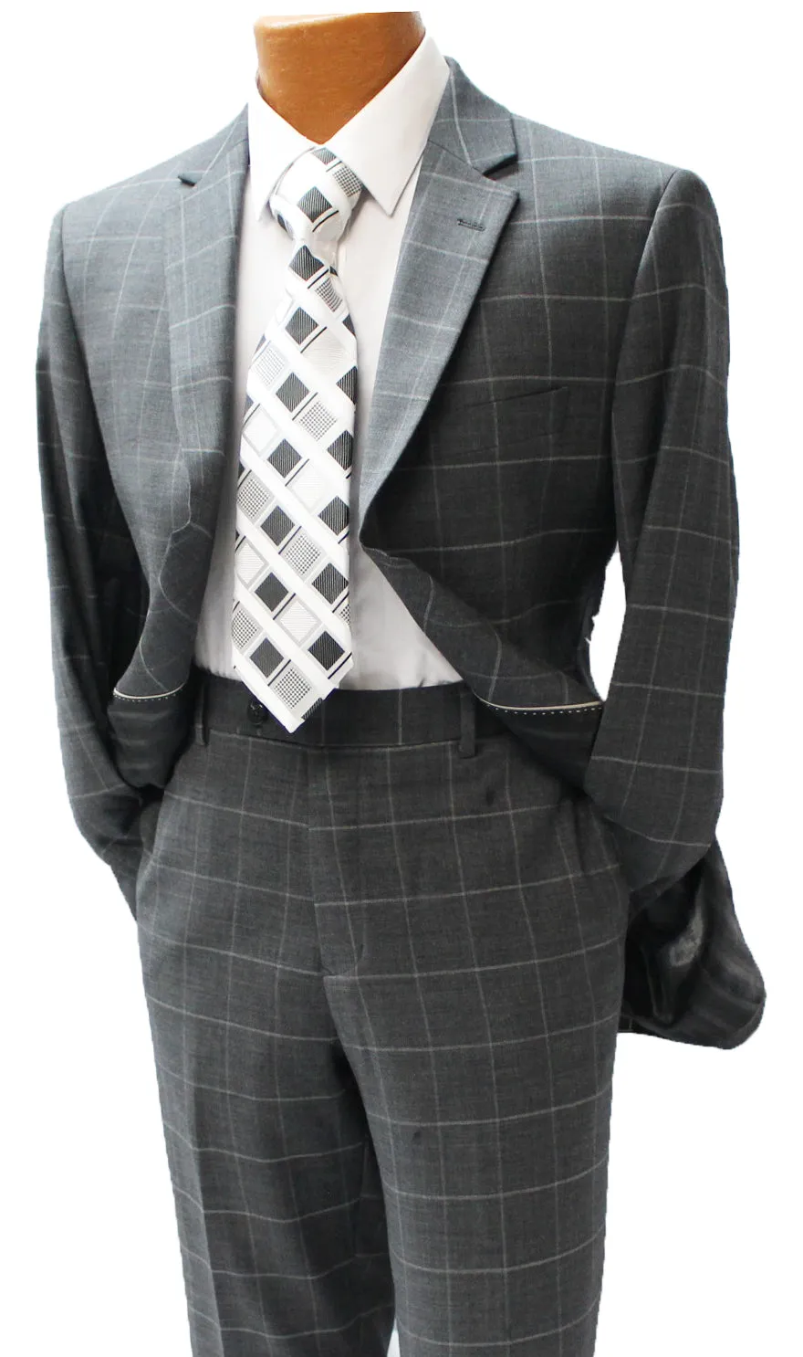 Charcoal Windowpane Modern Fit Suit