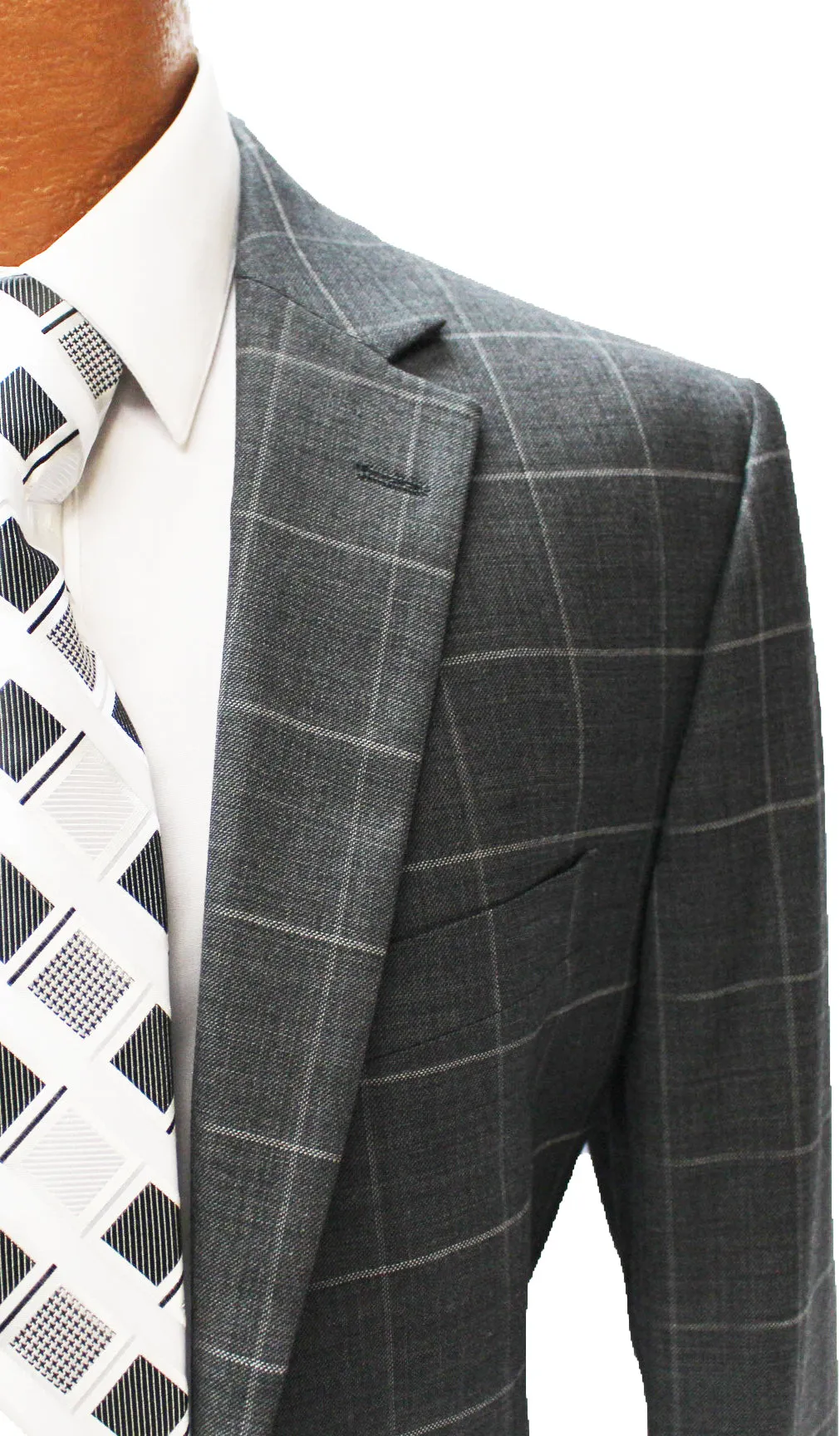 Charcoal Windowpane Modern Fit Suit