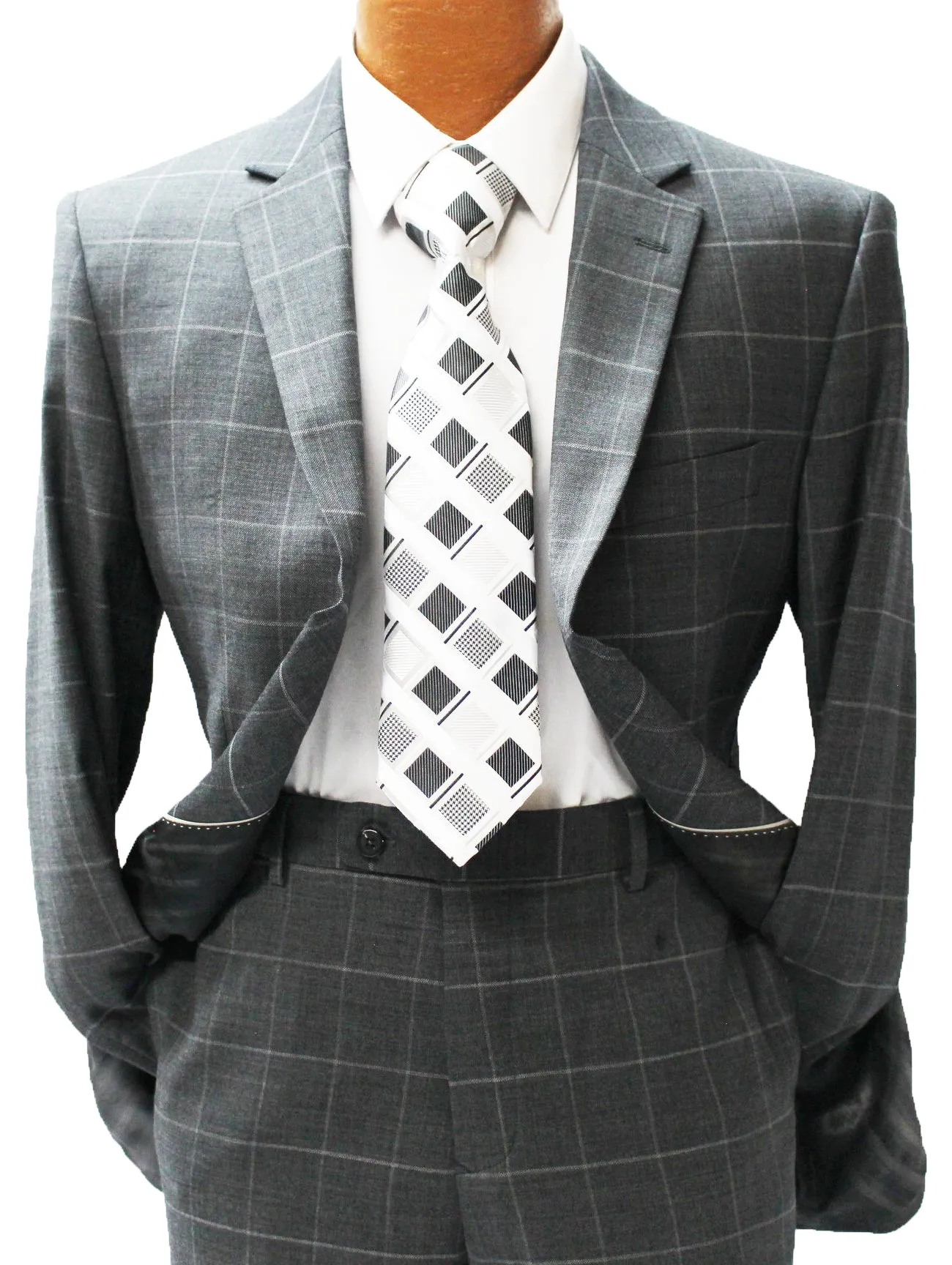 Charcoal Windowpane Modern Fit Suit