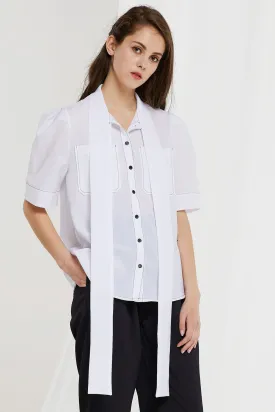 Charlotte Contrast Stitch Sheer Shirt