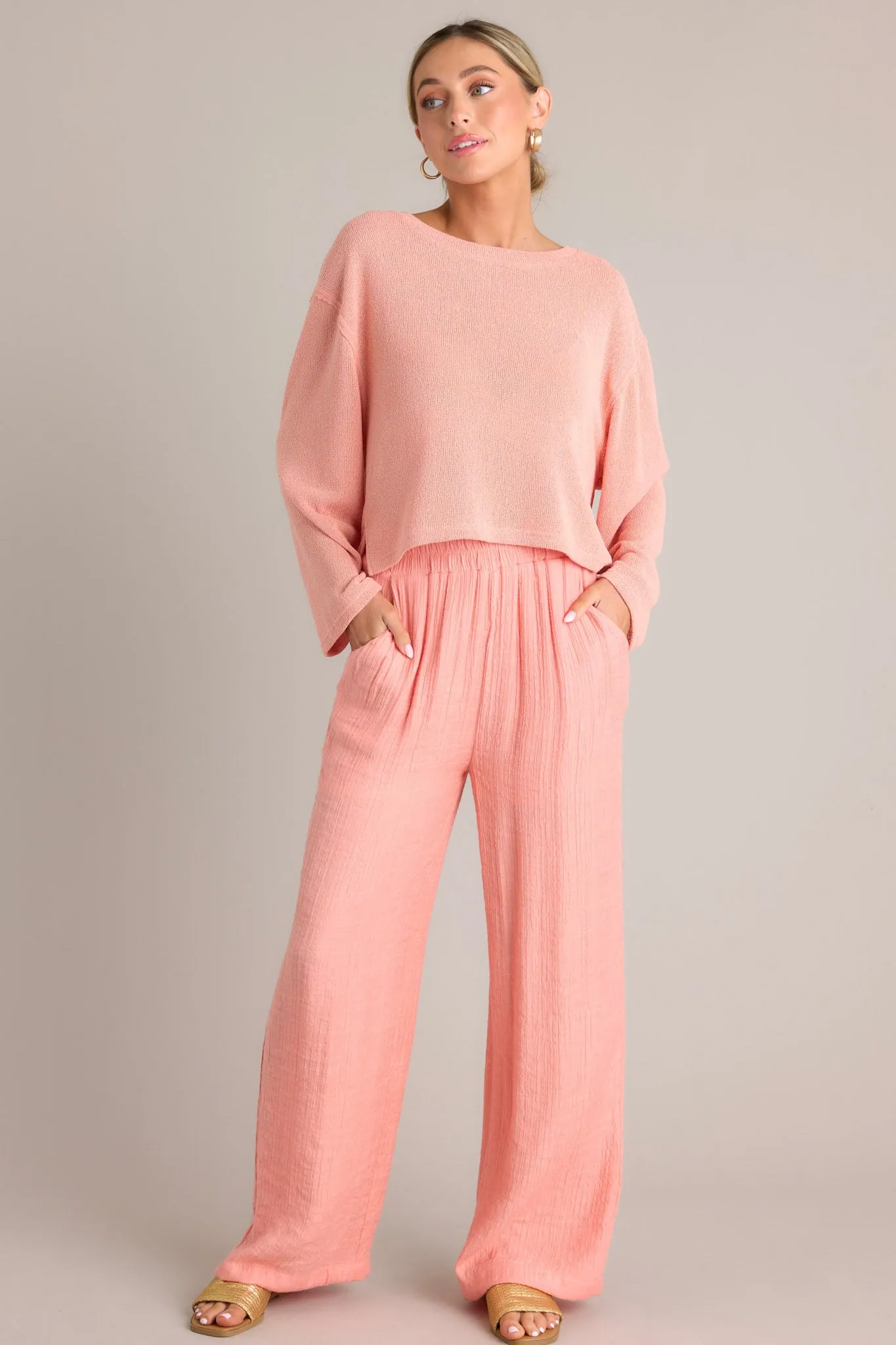 Cherish the Journey Peach Orange Gauze Pants