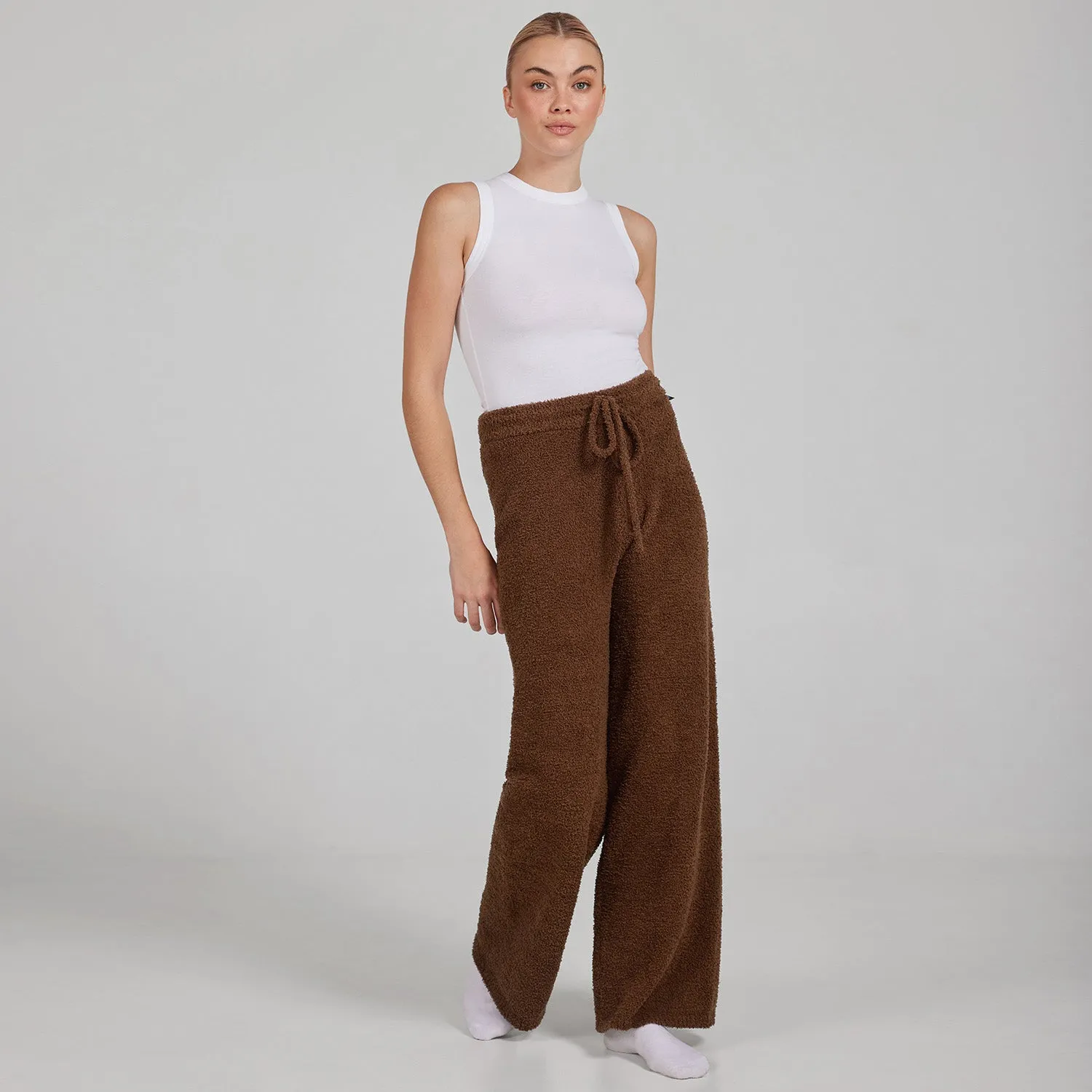 Chocolate Wide Leg Boucle Knit Pants