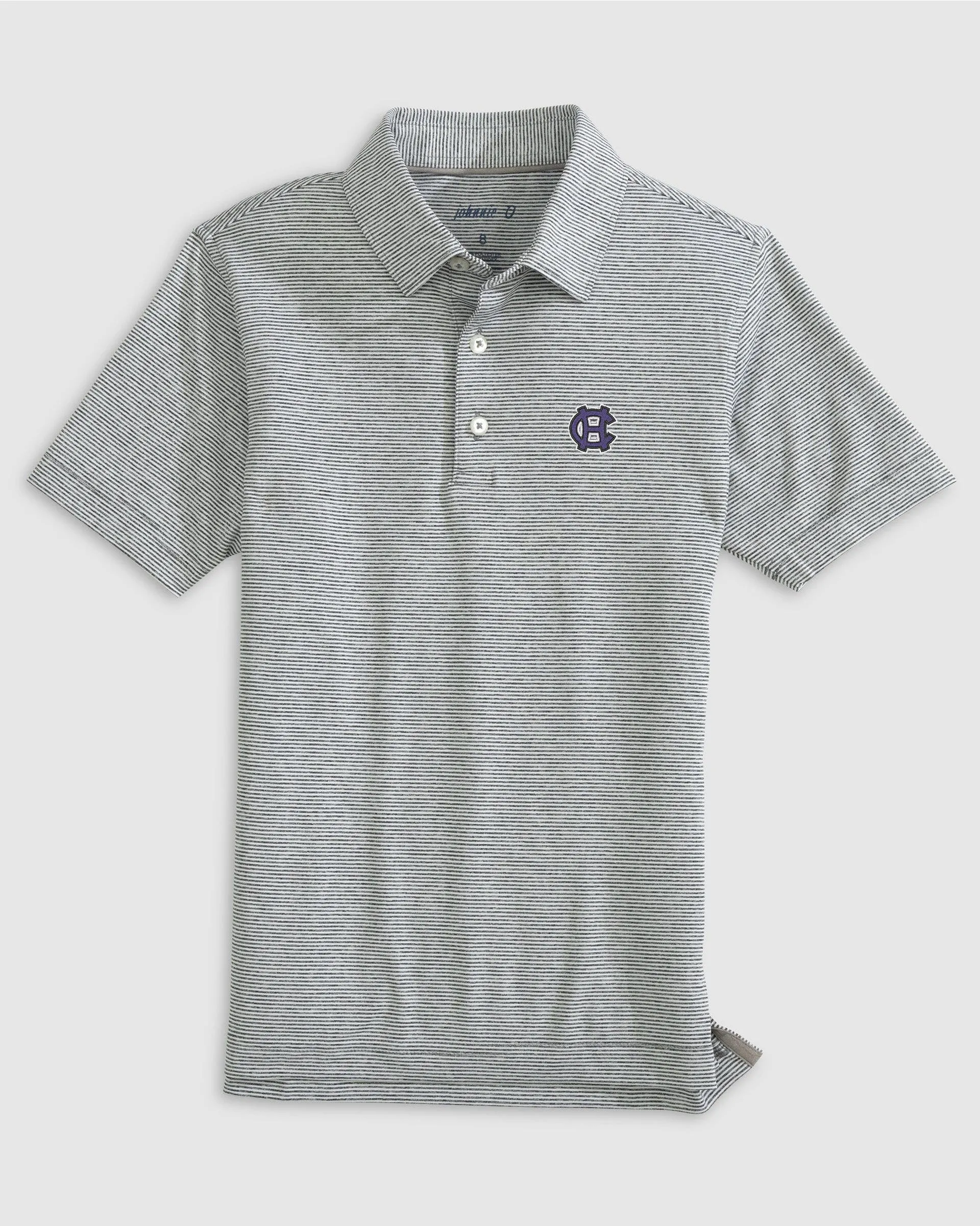 College of Holy Cross Lyndonn Jr. Striped Jersey Performance Polo